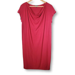 Eileen Fisher Extended Shoulder Cowl Neck Shift Dress Burgundy Size XS